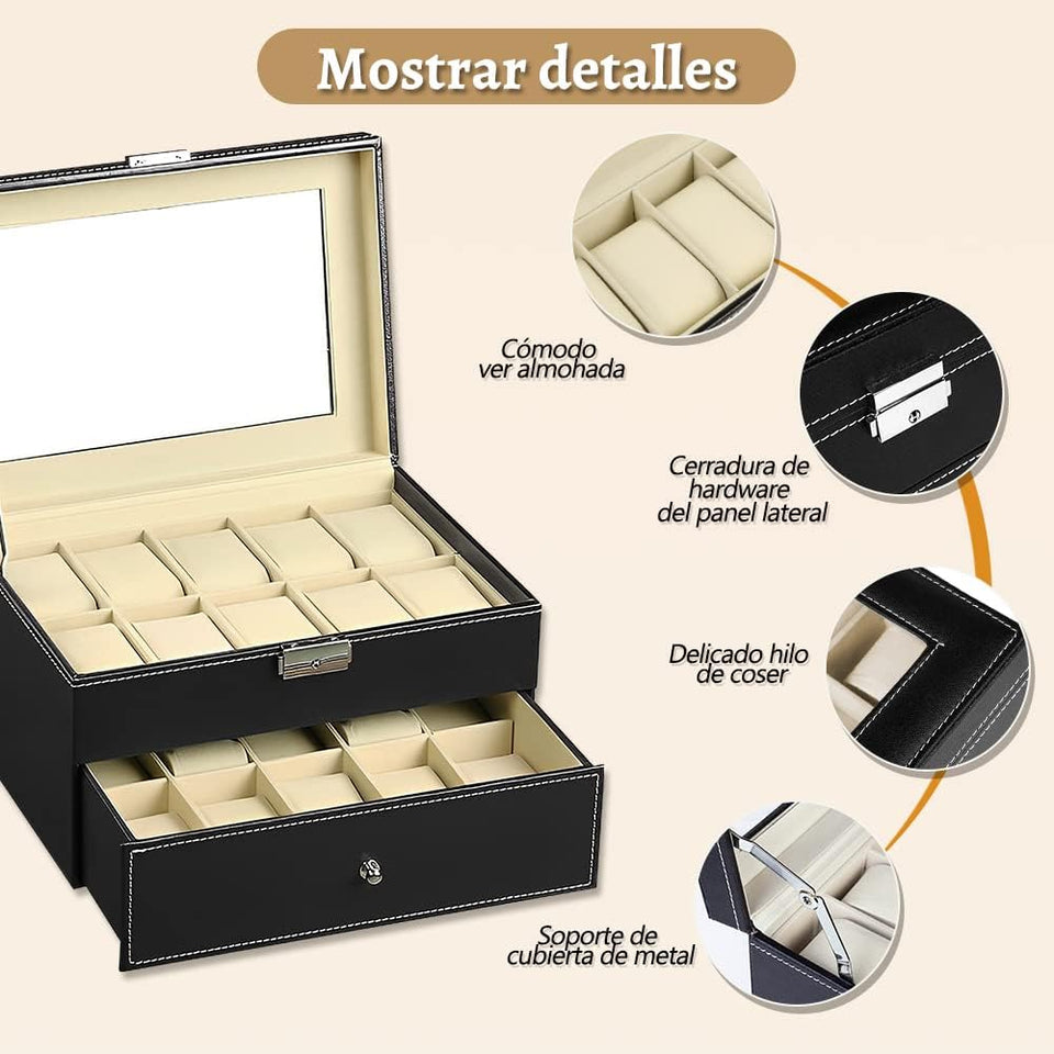 CAJA ORGANIZADORA DE LUJO PARA 20 RELOJES | 50% OFF + ENVÍO GRATIS