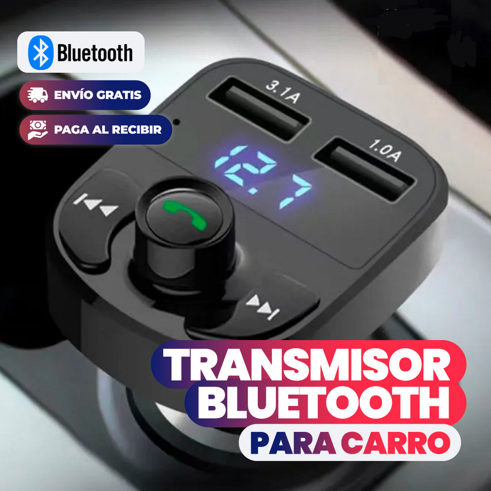 ADAPTADOR BLUETOOTH CON CARGA RÁPIDA PARA CARRO